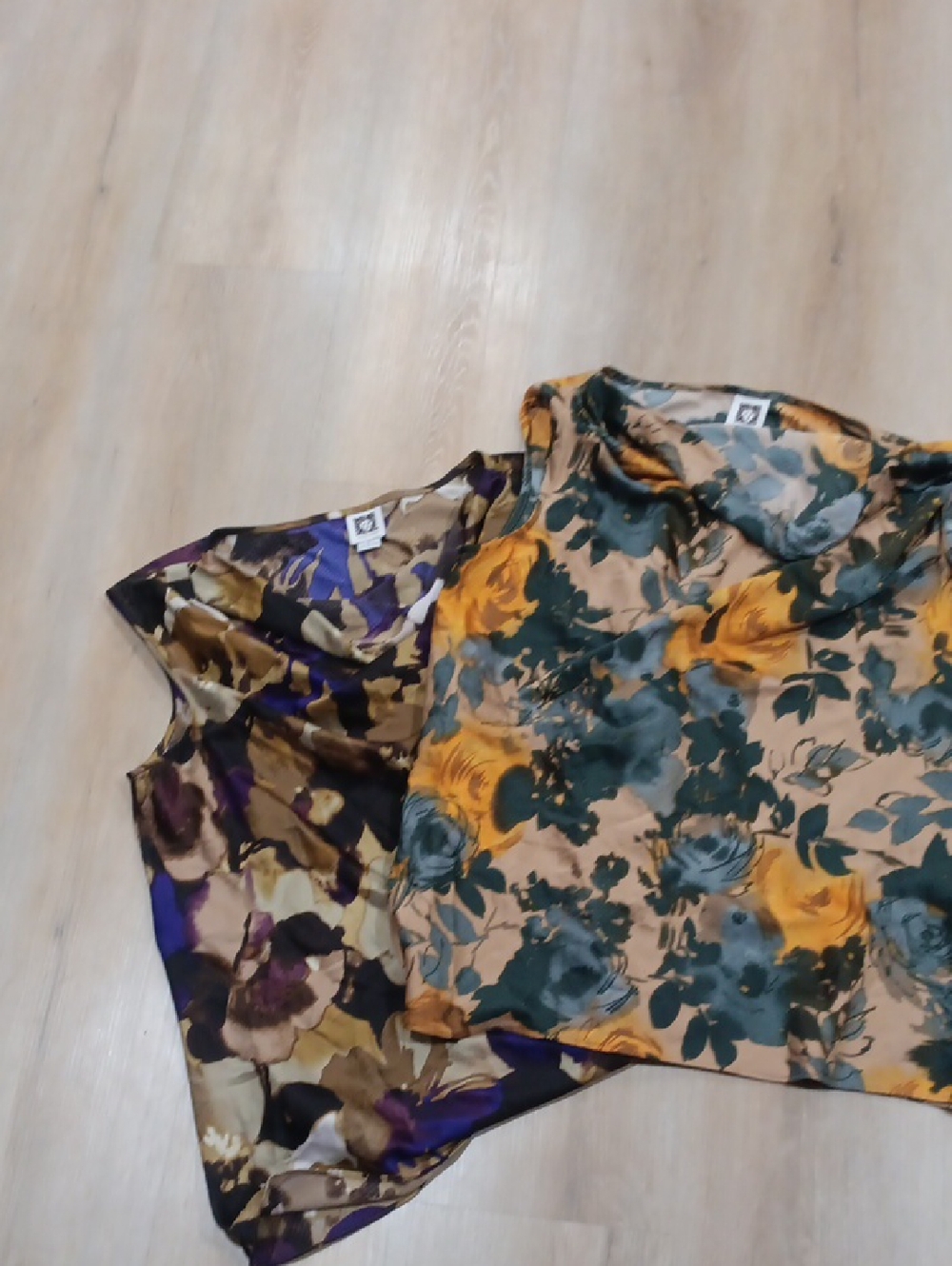 5 For 25 Anne Klein Floral Satin Camisole Set in Mustard, Teal & Purple